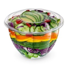 GUSTO 48oz Clear Plastic Salad Bowls with Lids 50 Pack Disposable Takeout Contai