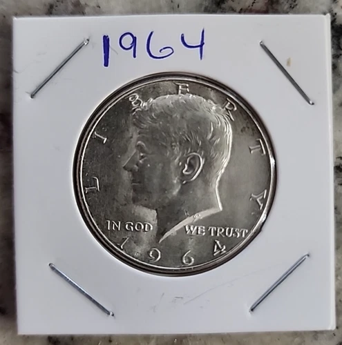 1964 Kennedy Half Dollar 90% Silver 50c US Coin Philadelphia Mint AU