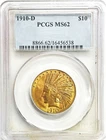 1910 D GOLD UNITED STATES $10 DOLLAR INDIAN HEAD COIN PCGS MINT STATE 62
