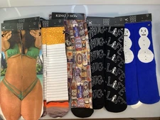 NWT ODD SOX Various Gag Gift Novelty Crew Cut Socks Lot of 7 Pairs Mens Sz 6-13