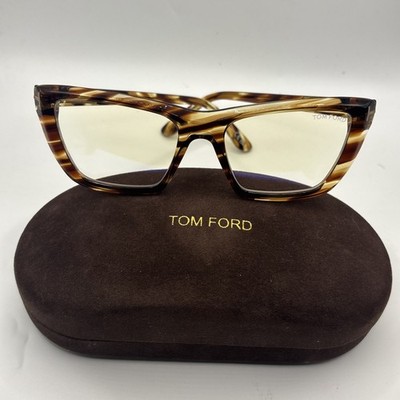 Tom Ford FT6047-B 055 Coloured Havana Blue Filter Cat Eye Women's Eyeglasses