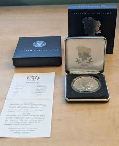 2024 Peace Silver Dollar – U.S. Mint Release – .999 Fine Silver – COA & Box