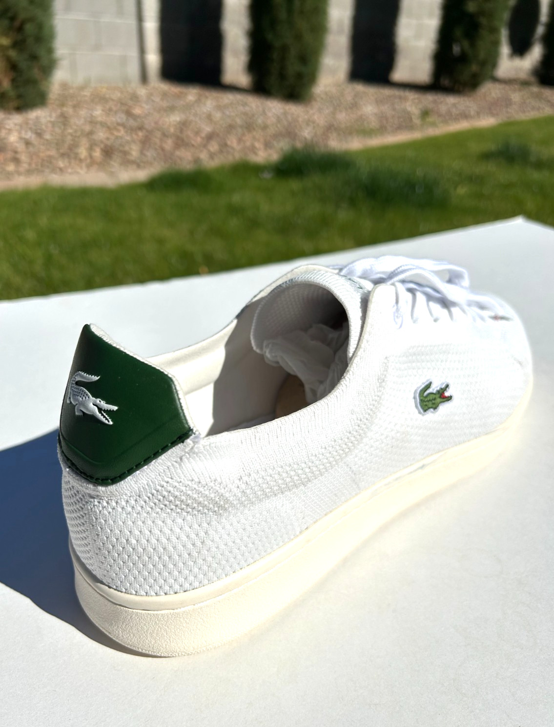 Lacoste Carnaby Piquée Sneakers Trainers Men's 12 White & Green w/ Logo $120 NEW thumbnail 6