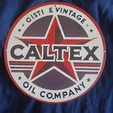Metal Sign 8" Round  Man Cave Garage Bar Gas Station Wall Art Gas Caltex Oil Co