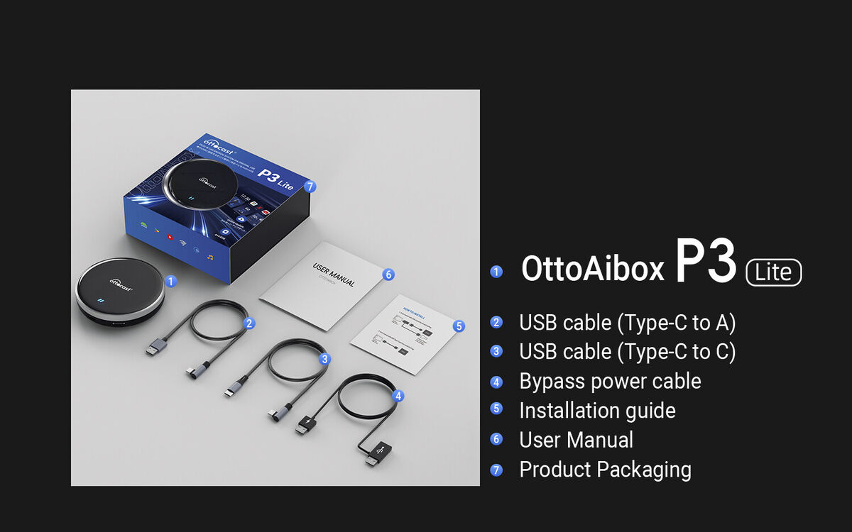 3IN1 Ottocast P3 Lite Multimedia AI Box Wireless Android 3IN1 Ottocast P3 Lite Multimedia AI Box Wireless Android