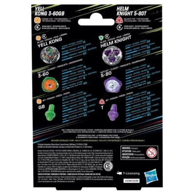 Beyblade X Yell Kong 3-60GB and Helm Knight 5-80T Top Dual Pack