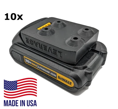LEVERAGE DESIGN BEST FIT! 10 Pack: DeWALT 20V 60V Battery Mounts / Hangers / Holders MADE IN USA