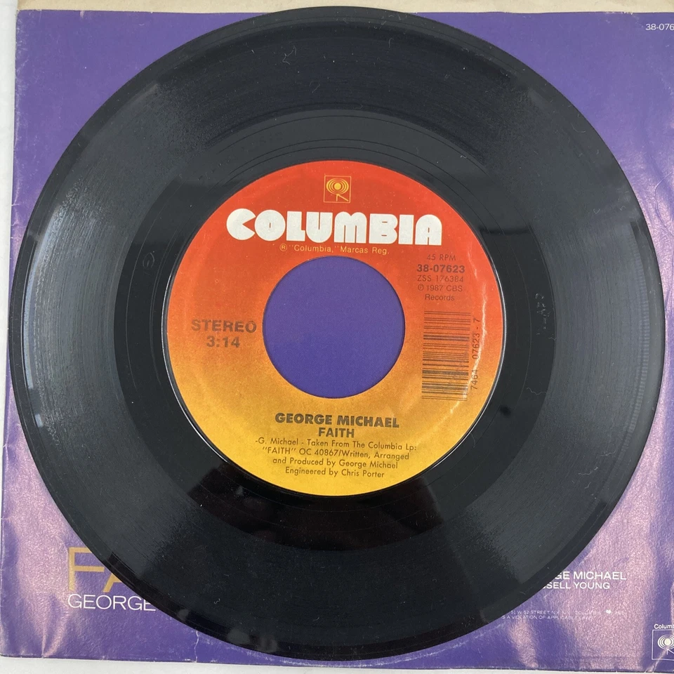 George Michael – Faith / Hand To Mouth USA 7" Vinyl Columbia – 38-07623 Foto 3 de 4