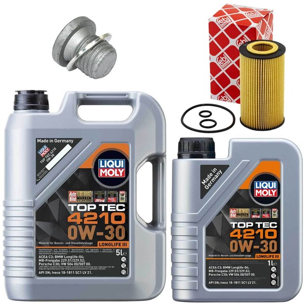 MotoröL Filter Set 0W-30 Liqui Moly 6 Liter + Schraube FüR Mercedes C-Klasse-image