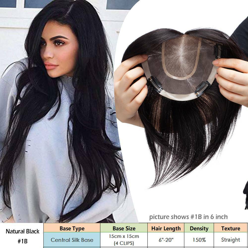 MONO Thick Woman's Hairpiece Toupee Wigs Topper 100% Human Hair Crown With Bangs Cena NOWOŚĆ