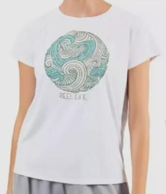 NEW Reel Life Women's Jax Split Back Breathable Graphic T-Shirt Size Large
