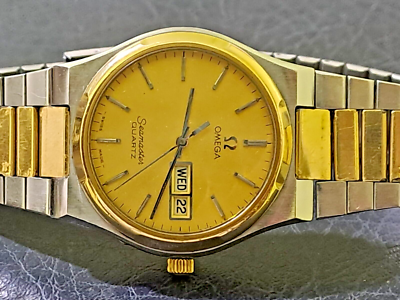 OMEGA Seamaster 金色 時計 VTG OMEGA SEAMASTER CAL.1345 REF 196.0163 DAY DATE QUARTZ SWISS