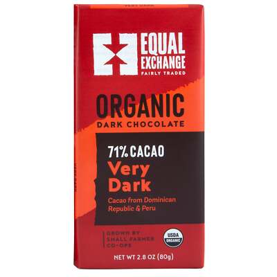 Equal Exchange Organic Chocolate Bar Very Dark 2.8 Oz Pack Of 4