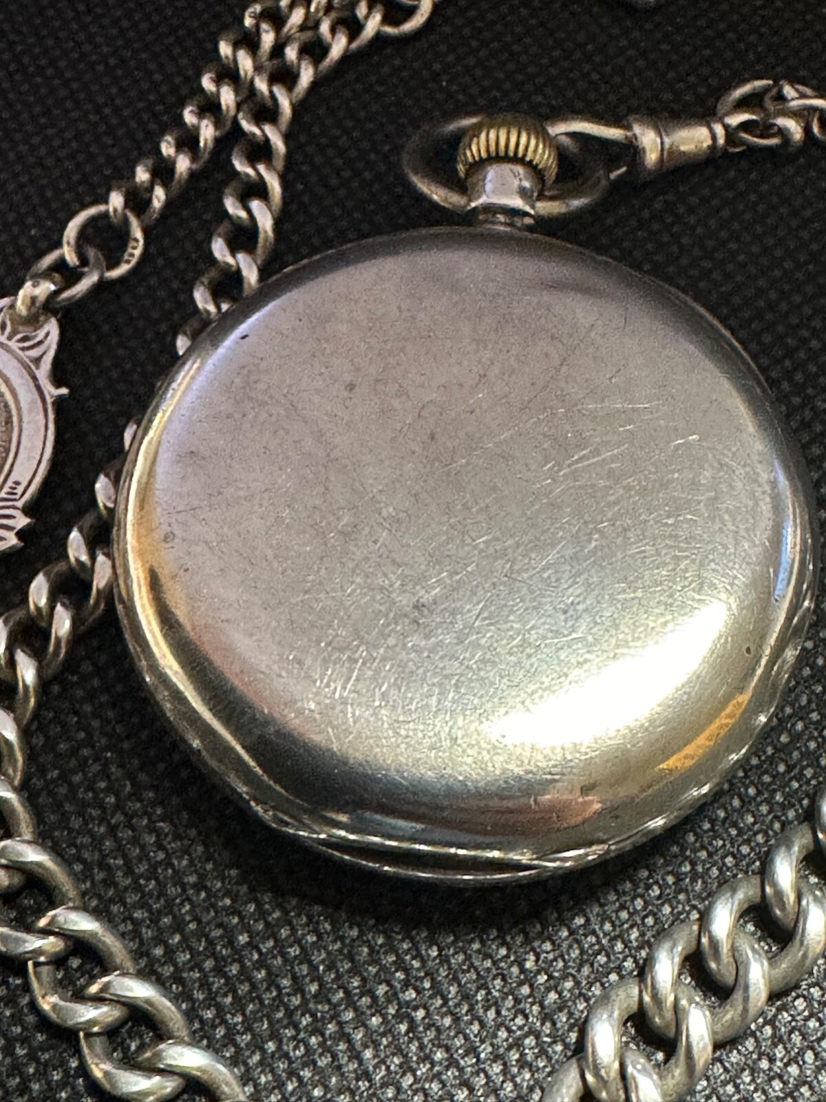 Solid Silver Pocket watch with Silver Albert Chain and fob 1885 eBay