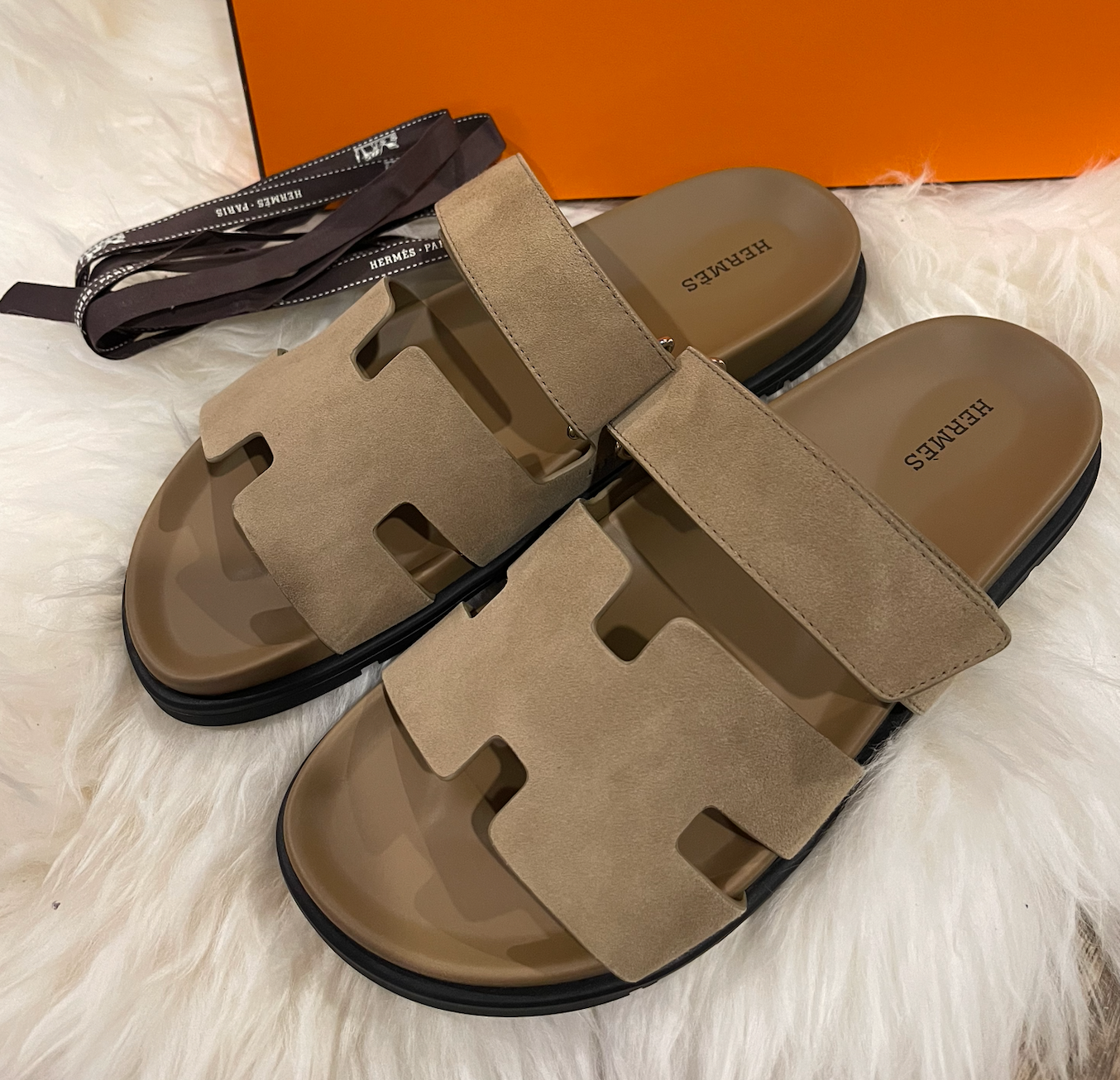Hermes Chypre 41 Sandals Slides Men 