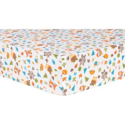 Woodsy Animals Deluxe Flannel Fitted Crib Sheet by Trend Lab