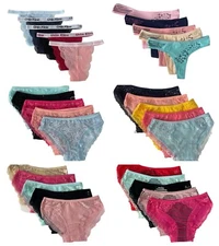 Lot of 5 Womens Sexy Bikini Panties Brief Floral Lace Cotton Underwear