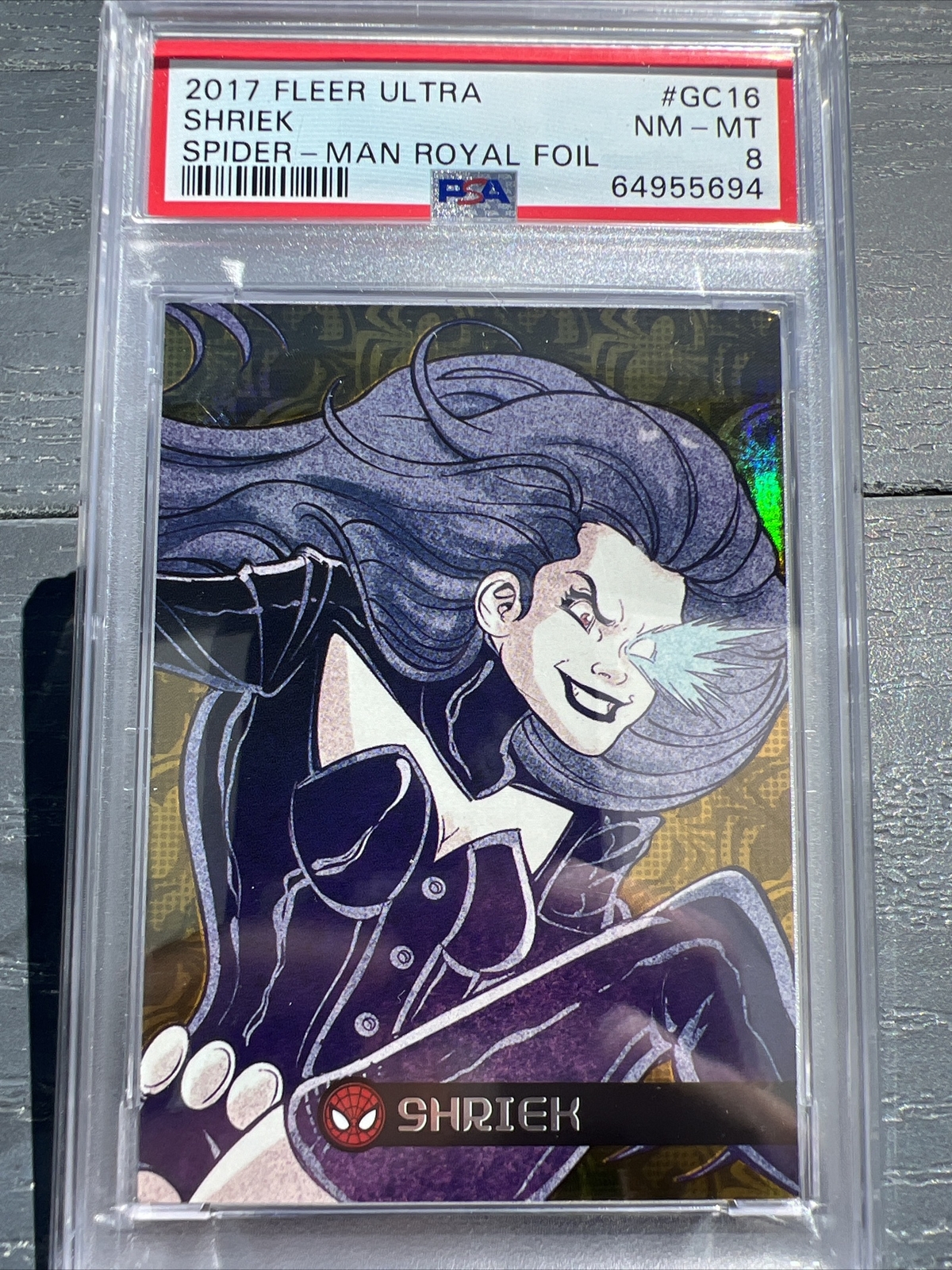 2017 Fleer Ultra Spider-Man Shriek Royal Foil /99 PSA 8