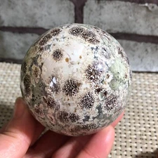 Natural Fireworks Stone Quartz Crystal Stone Sphere Ball Reiki Healing 352g d48
