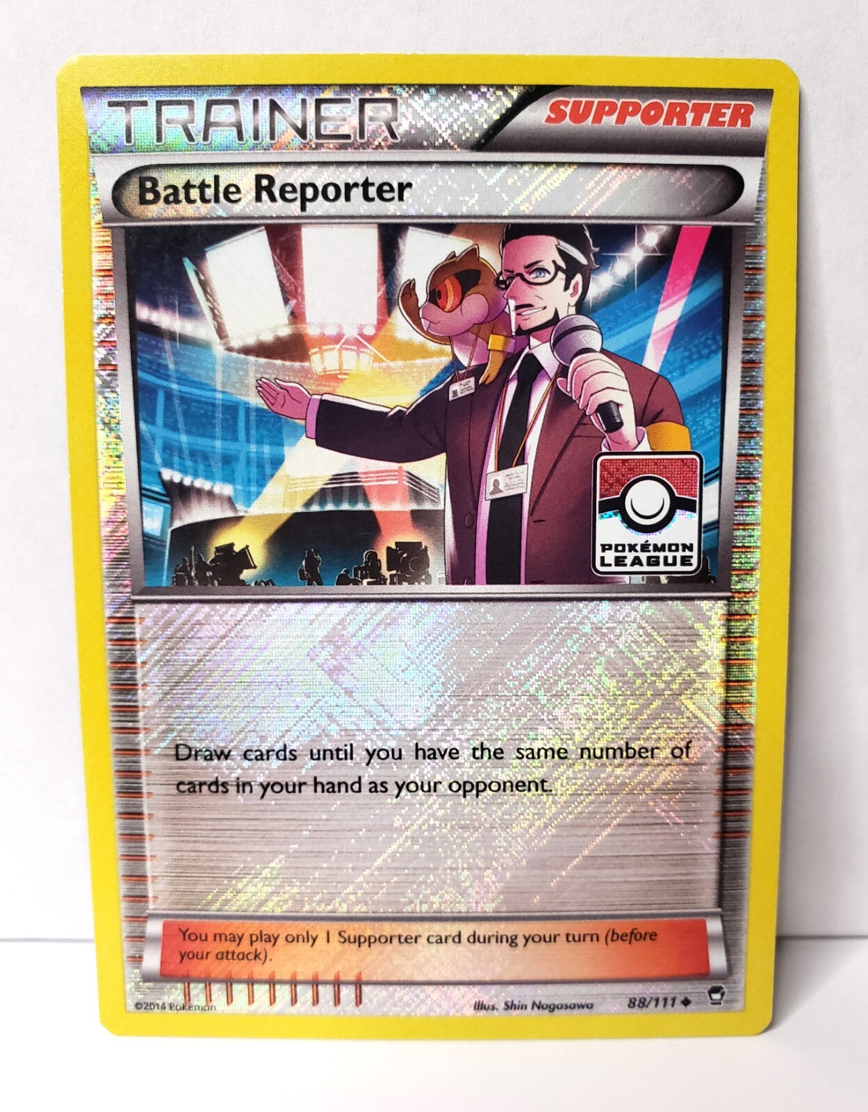 Pokémon TCG - BATTLE REPORTER 88/111 - STAMPED LEAGUE PROMO - CROSSHATCH HOLO NM
