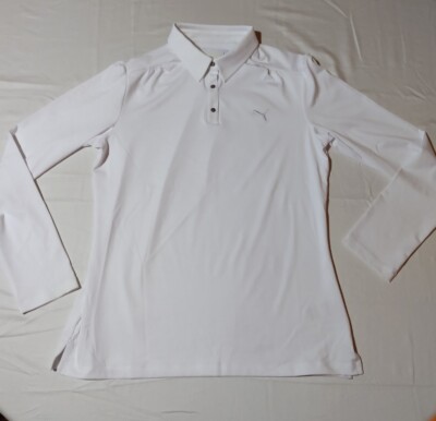 Puma Cell Coolmax White Long Sleeve Stretch Polo Shirt Womans