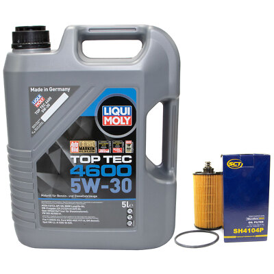Motoröl Set 5W-30 5 Liter + Ölfilter SH 4104 P für Chevrolet Aveo Stufenheck