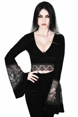 Killstar Naomi Gothic Punk Alternative Witchy Lace Crop Top Shirt KSRA000897
