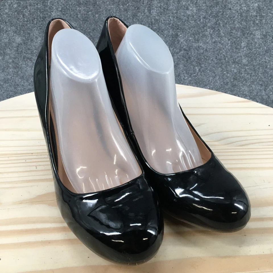 Смешать нет 6 высоких каблуках женщин 9 повседневный насосы комфорт черный лакированная кожа без шнуровки - Изображение 2 из 4