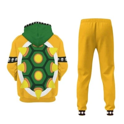 MARKENLOS Mario Bowser Koopa Cosplay Hoodie Outfits 3D Printed Pullover Pants Sweatshirt=