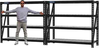 68'' Ultra Wide 4-Tier Metal Garage Shelving Unit Capacity Heavy Duty Storage
