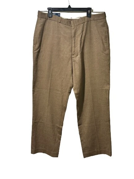 Ralph Lauren Mens Dress Pants Brown Straight Flat Front Trousers 38x30