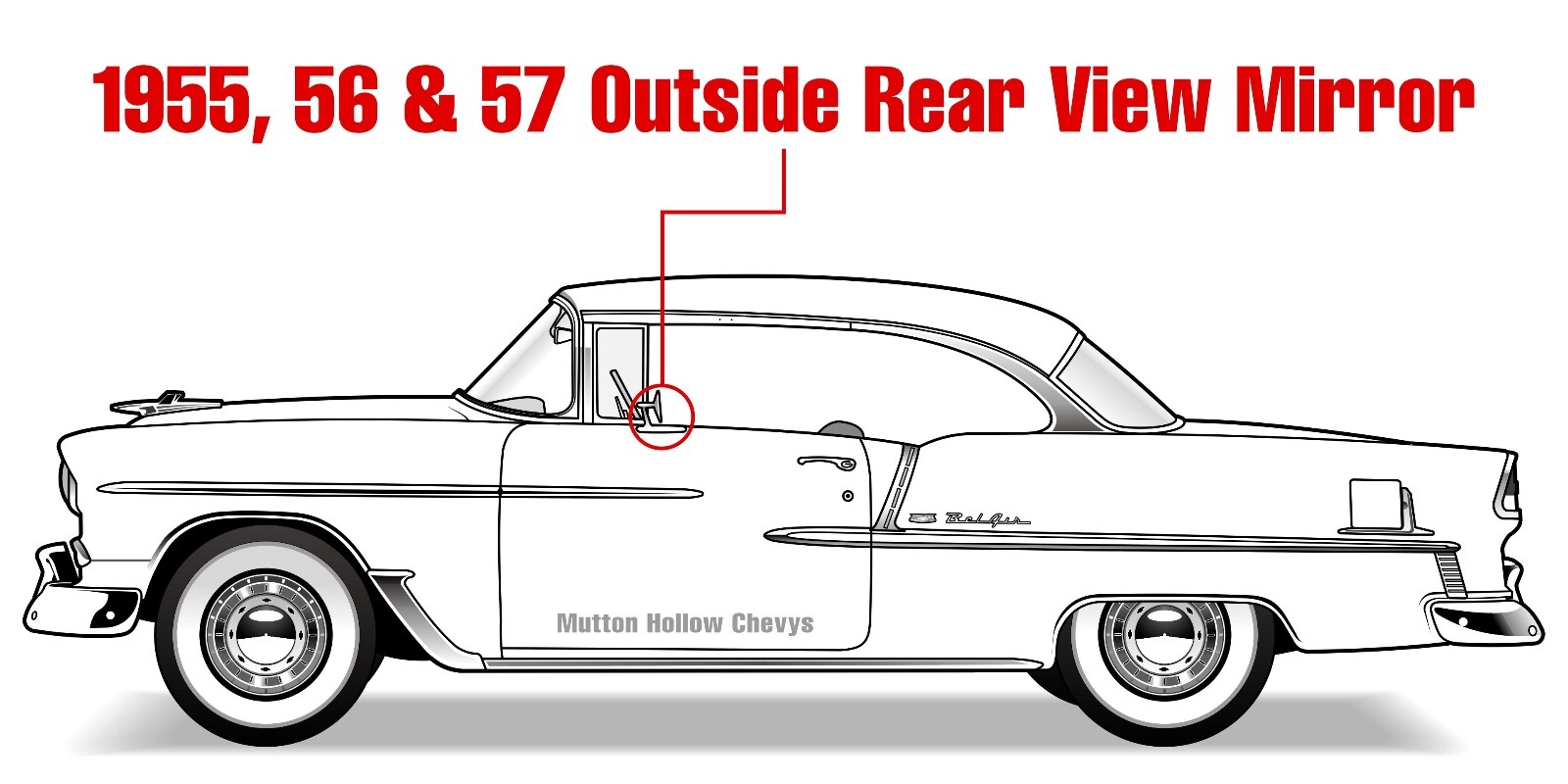 55 56 57 Chevy Outside Rear View Mirror 1955 1956 1957 Chevrolet New | eBay