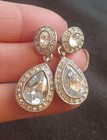 Carolee Vintage CRYSTAL CZ Drop Pierced Earrings White Gold Party Wedding  — photo 2
