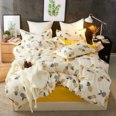 3D Fruit Pineapple NAO8056 Bed Pillowcases Quilt Duvet Cover Set Queen King Fay