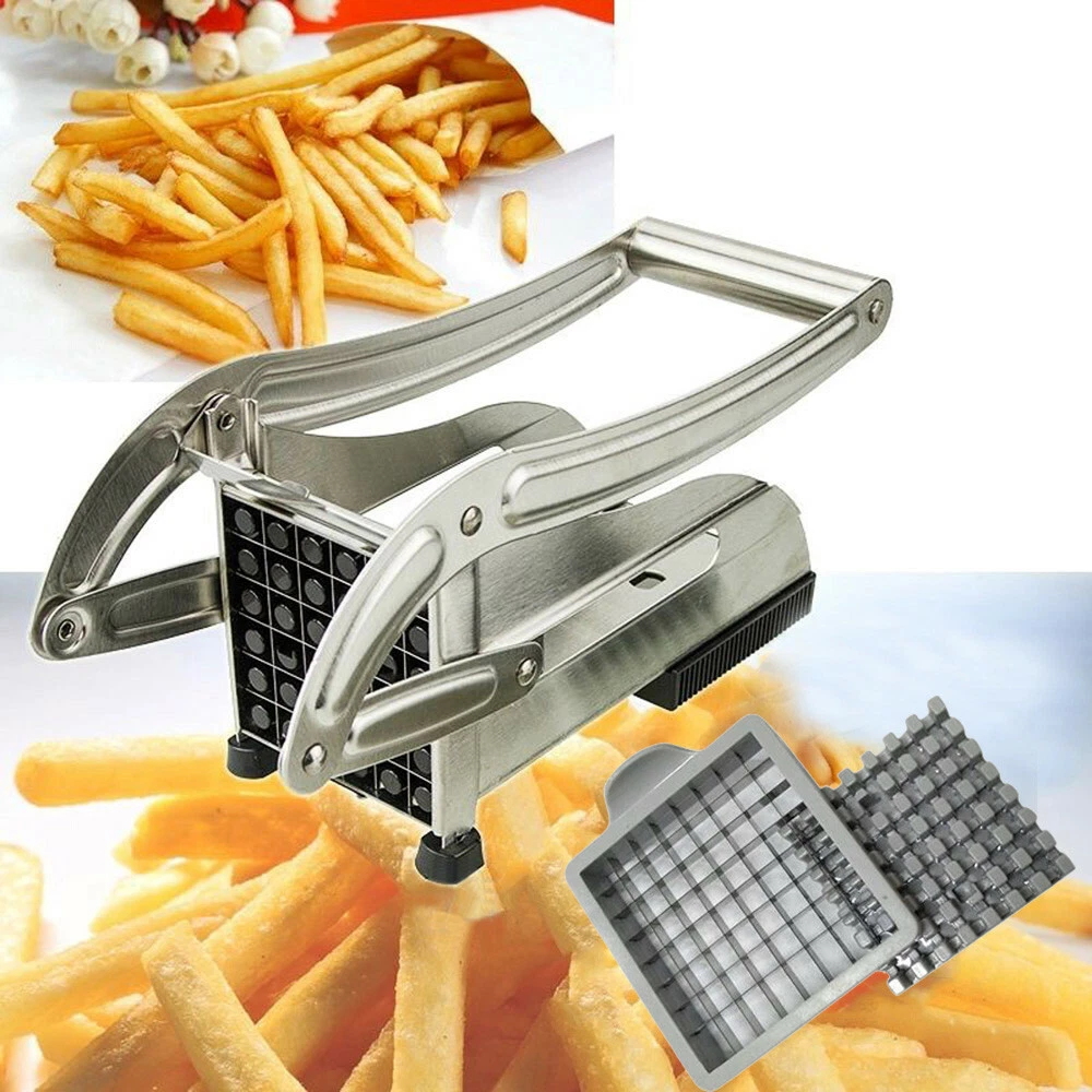 Stainless-Steel French Fry Cutter Potato Vegetable Slicer Chopper Dicer 2 Blade