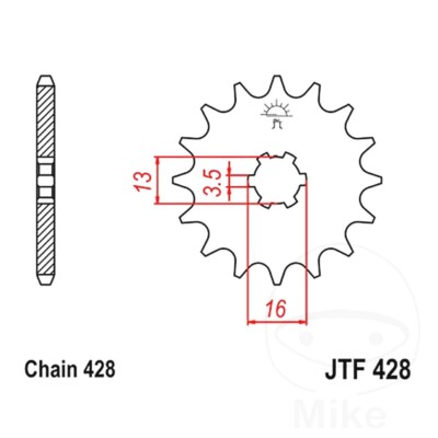 JT Kettenrad vorne 14 Zähne 428 Teilung JTF428.14 für Suzuki DR-Z 70 L6 2016