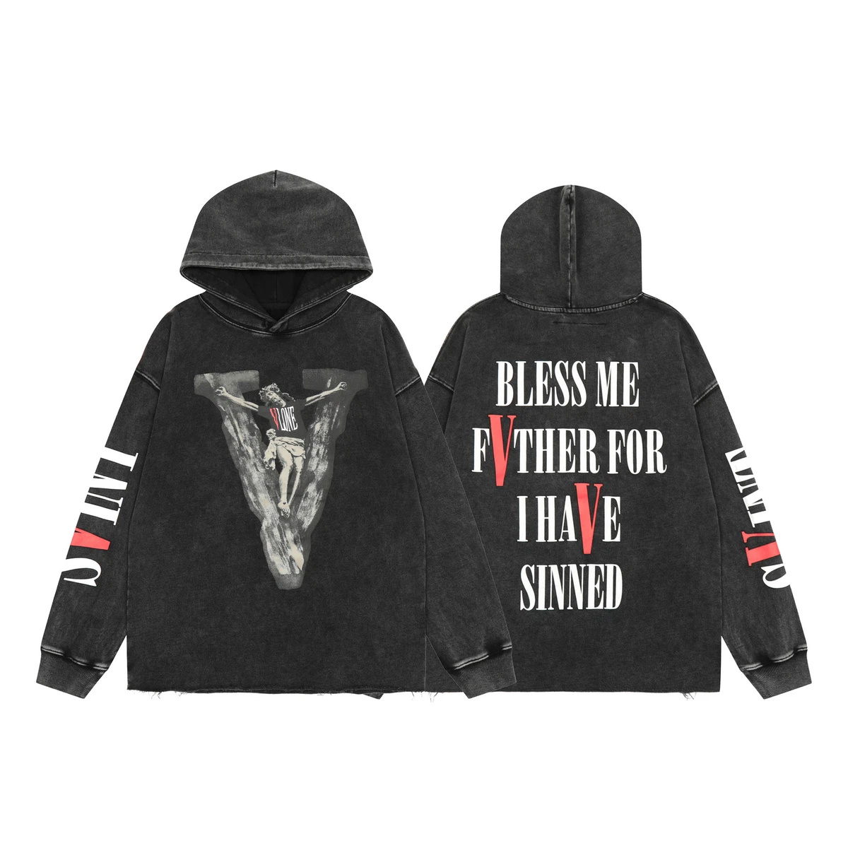 Vlone Autumn/Winter New Washed Letter Print Hooded Sweatshirt for Men and  Women | eBay