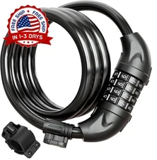 Candado Cadena Cable Para Bicicletas Con Llaves Acero Seguro 4 Pies Largo Negra