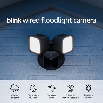 Blink Wired Floodlight Camera Smart Security Camera 2600 Lumens HD Live View NEW