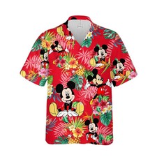 Mickey Mouse Pineapple Floral Hawaiian Shirt Disney Red Hawaiian Shirt Matching