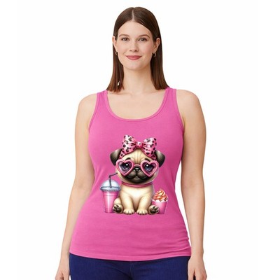 Süßes Mops Damen Trägershirt Tank Top Hundeliebhaber Geschenk für sie