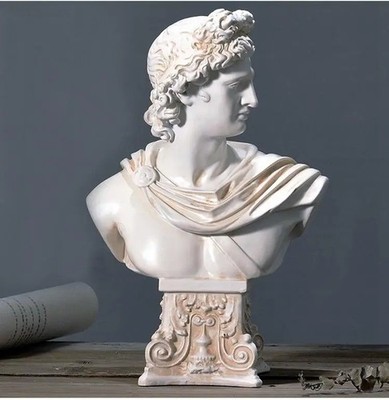 David Neo-Classical Apollo Diana Bust Statue Luxury Blue Gold Resin Sculpture