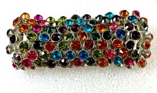 Multicolor Rhinestones Metal Stretch Bracelet 7 Rows 1.5