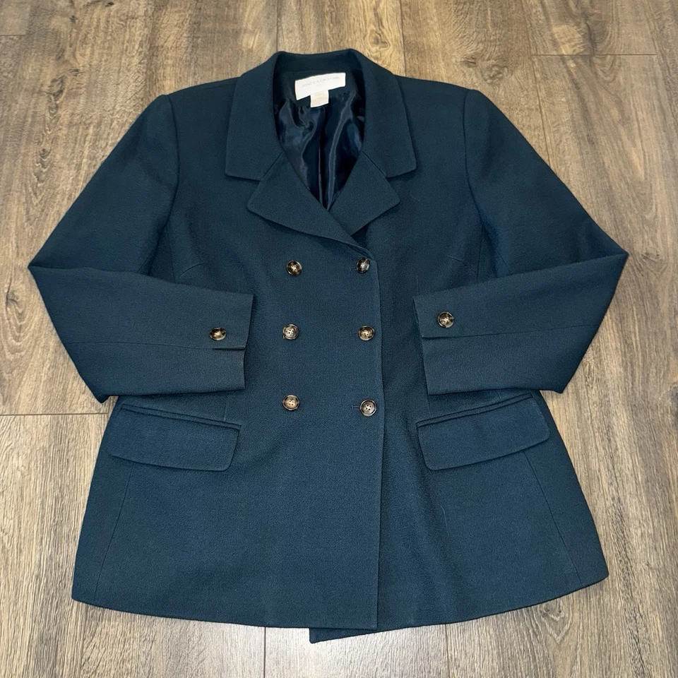 De Colección Jones Nueva York Traje de Lana Blazer Falda Mujer Talla 14 Carrera Oficina Verde Mar Foto 3 de 4