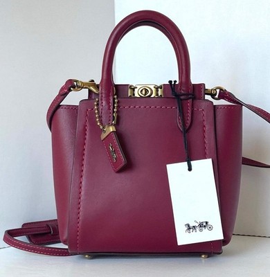 Coach 1941 Troupe Tote 16 Deep Red Leather Mini Crossbody Handbag 