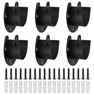 6 Pack Closet Rod Bracket, 1-1/4 Closet Rod Holders Pole Sockets, Stainless S...