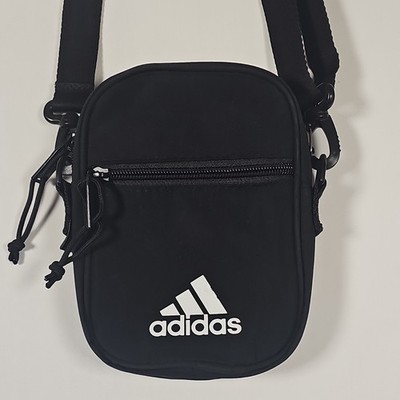 Adidas Black Small Crossbody Bag Zip Closure Outer Pockets Adjustable Strap