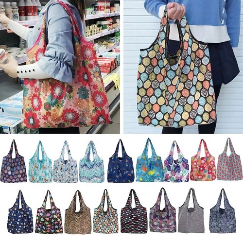 Foldable Reusable Shopping Bag Eco Tote Grocery Shopper Fold Away Pouch Ladies