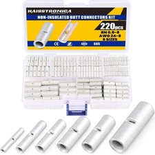 Non Insulated Butt Connectors Kit 220pcs Butt Connectors for Wiring Pure Copp...