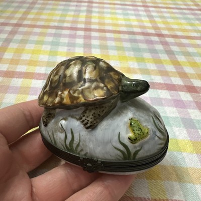 Rochard Limoges Peint Main Trinket Box Large Turtle